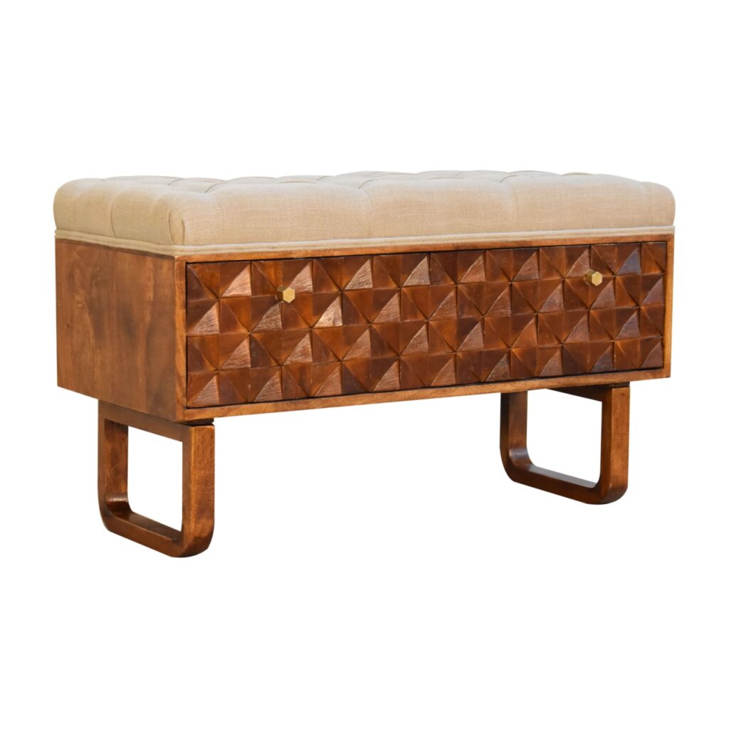 'U' Chestnut Pineapple Bench - Image 4