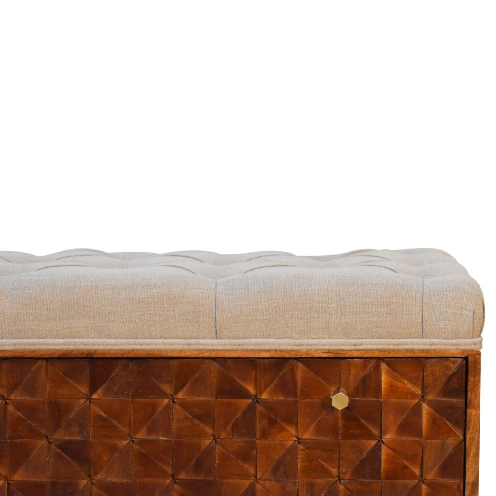 'U' Chestnut Pineapple Bench - Image 5