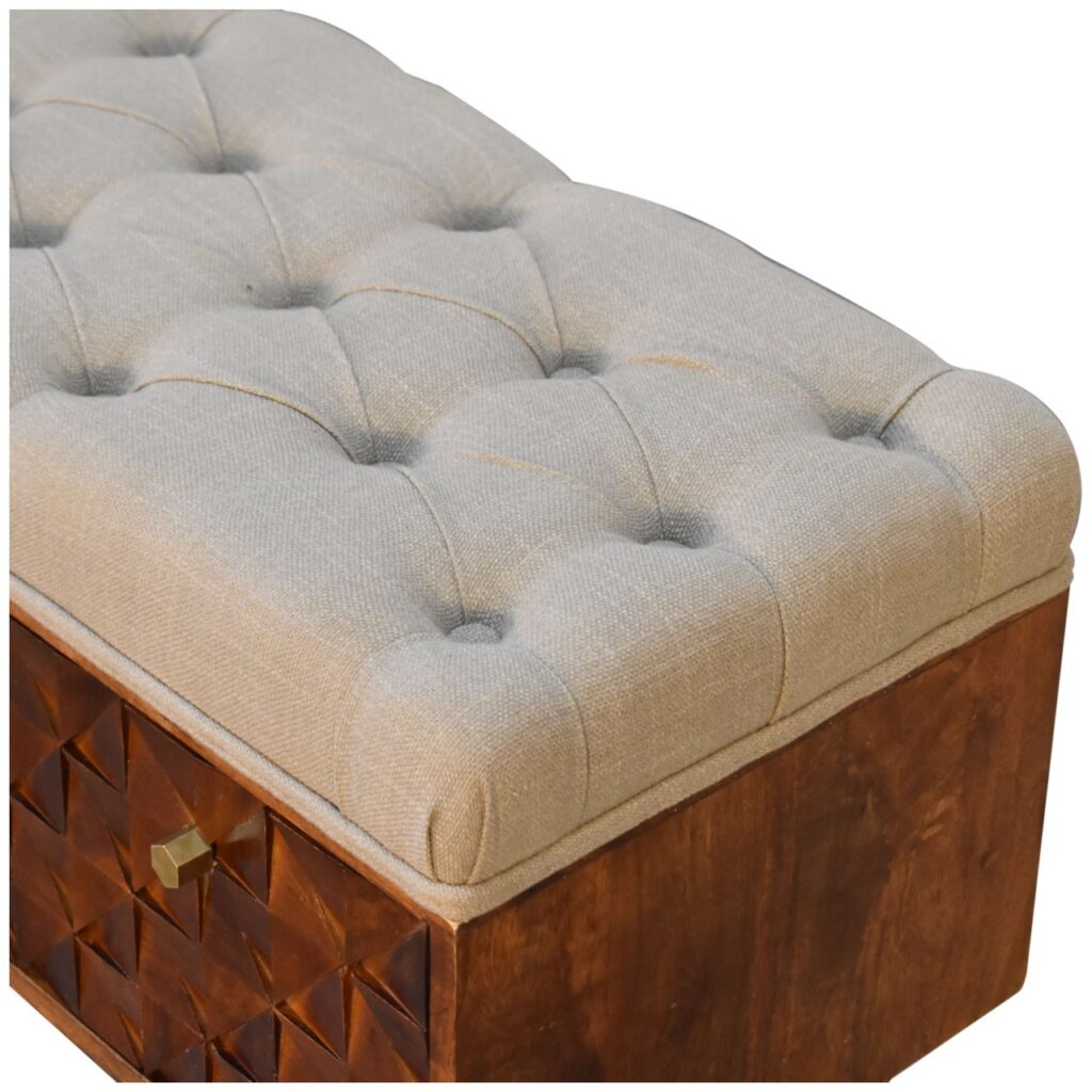 'U' Chestnut Pineapple Bench - Image 7