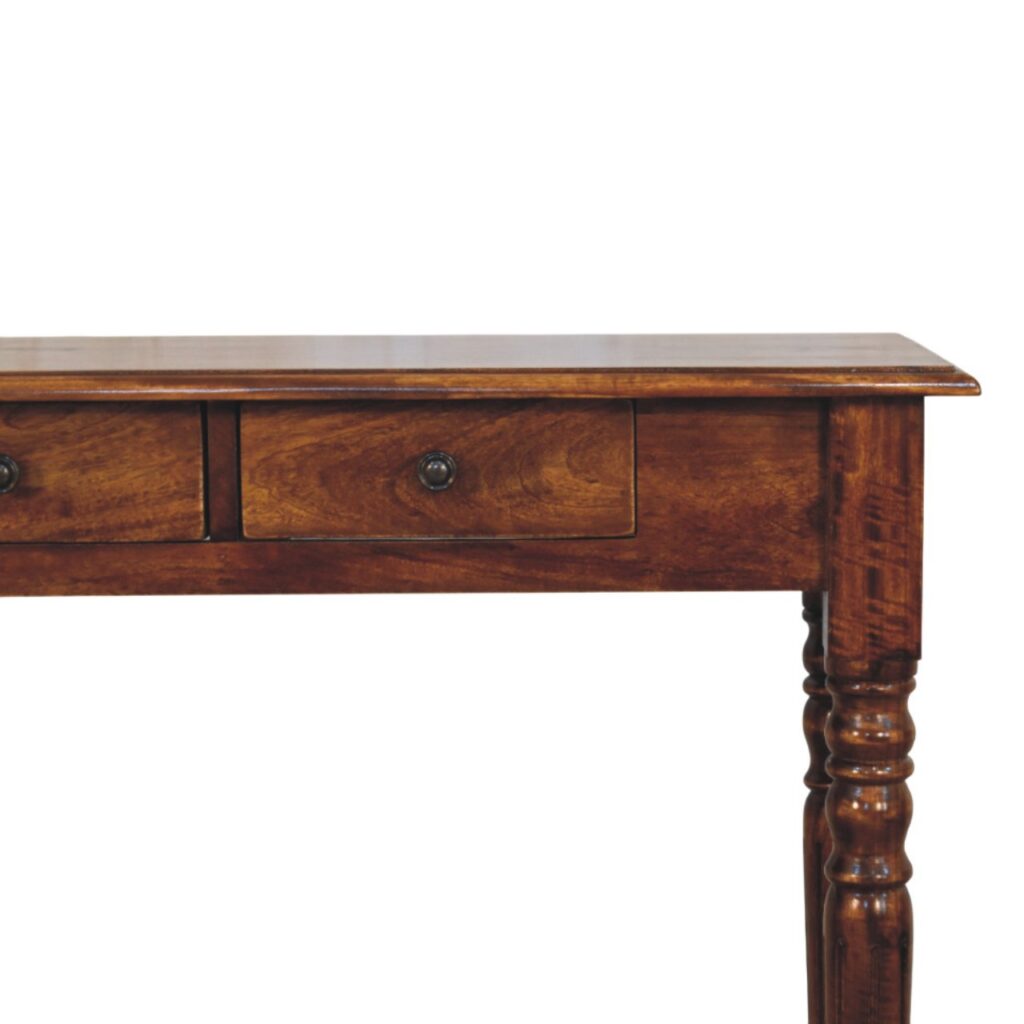 Turned Legs 3 Drawer Chestnut Console - Image 4